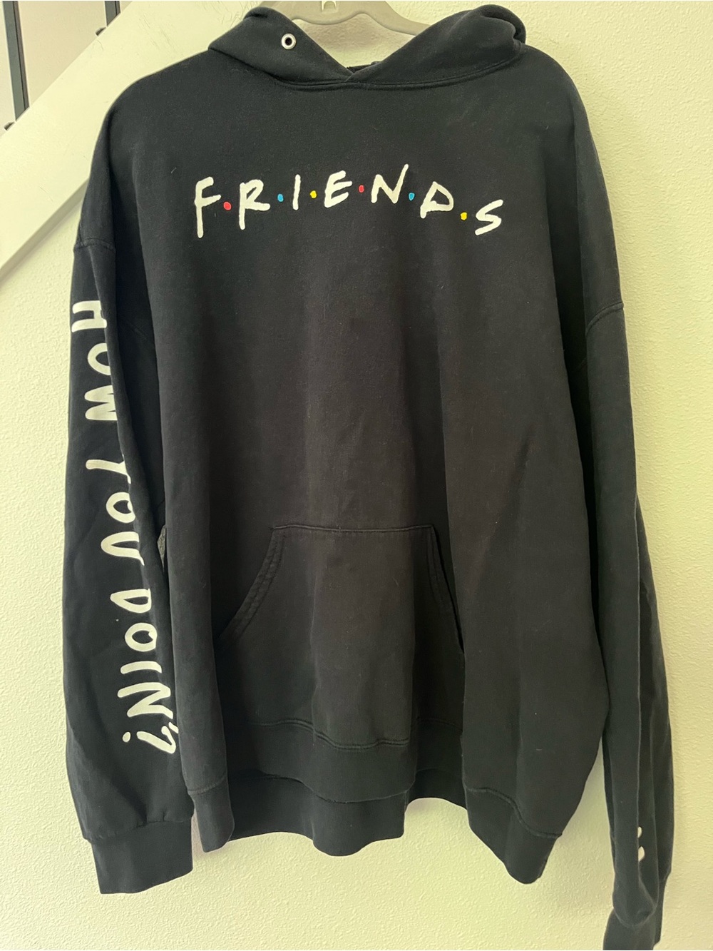 FRIENDS Black Pullover Hoodie with Subtle Logo Print